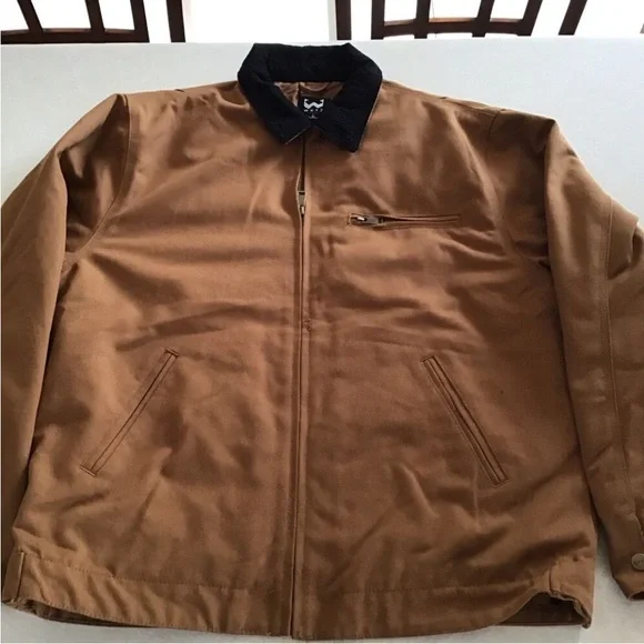 Men’s canvas lined work jacket with corduroy collar size Large NWT